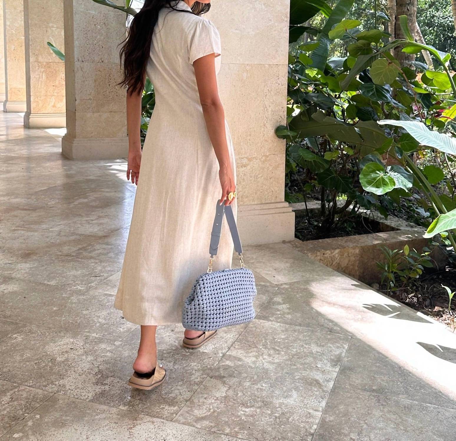 Lost + Wander - Linen Button Up Midi Dress - beige - clothing - dresses