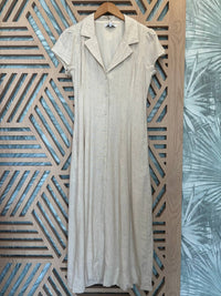 Lost + Wander - Linen Button Up Midi Dress - beige - clothing - dresses