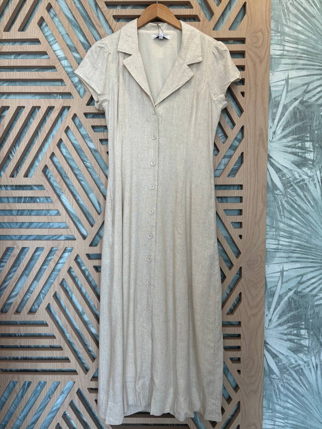 Lost + Wander - Linen Button Up Midi Dress - beige - clothing - dresses