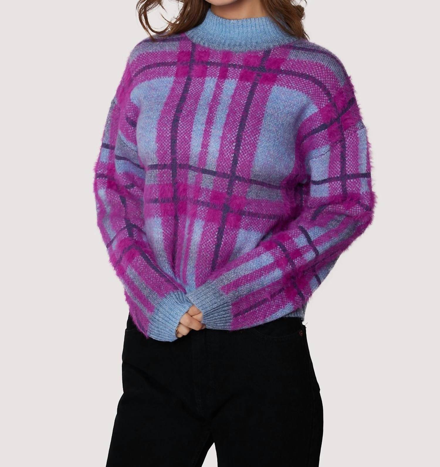 Lost + Wander - Plaid Sweater - clothing - cowl - plaid - check