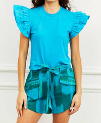 Love The Label - Jansa Ruffle Tee - blouses - blue - clothing