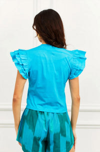 Love The Label - Jansa Ruffle Tee - blouses - blue - clothing