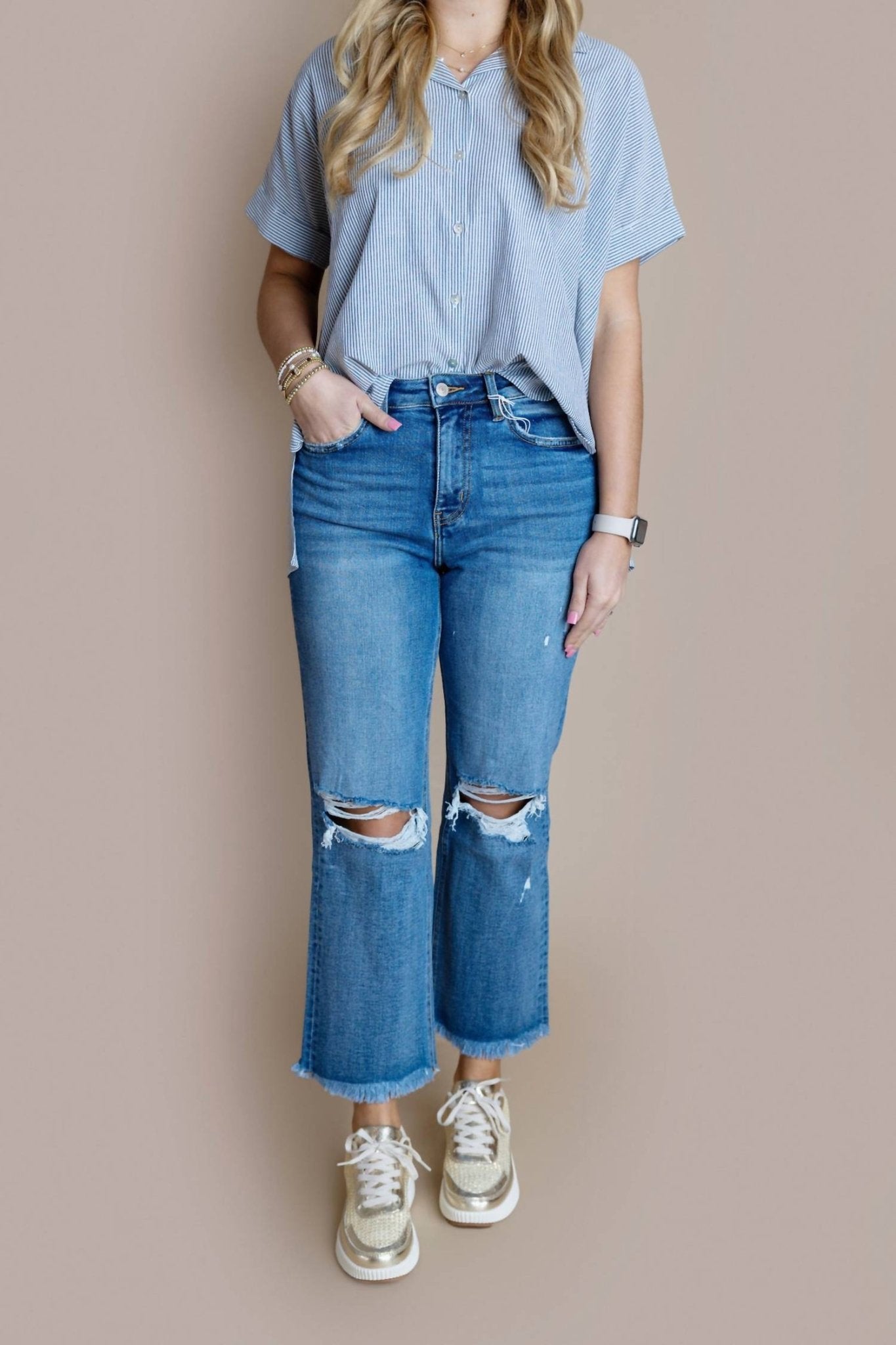 Lovervet - High Rise Slim Wide Jeans - blue - clothing - cotton - blend