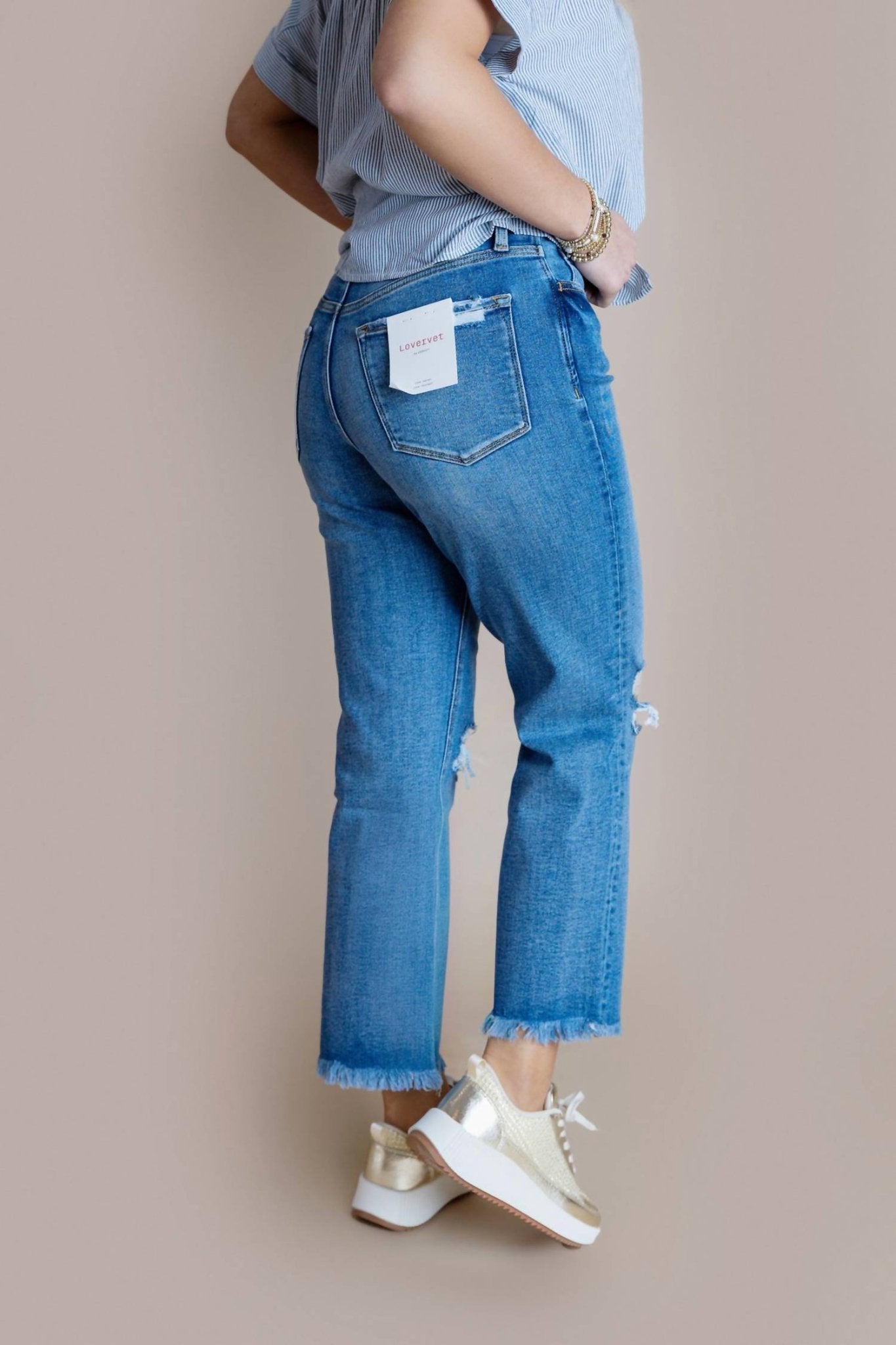 Lovervet - High Rise Slim Wide Jeans - blue - clothing - cotton - blend