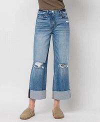 Lovervet - Rosy Baggy Wide Jeans - blue - clothing - cotton - blend