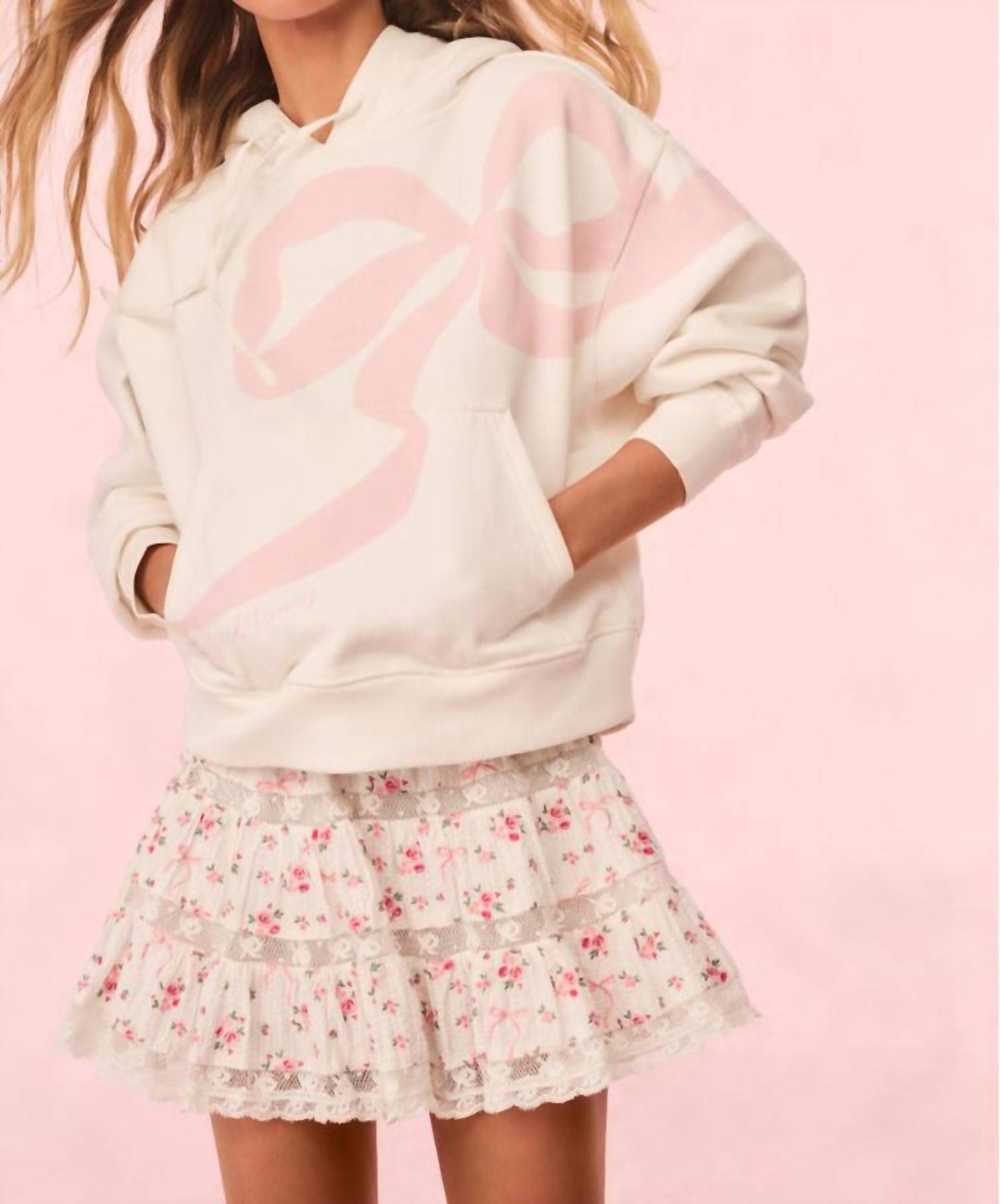 Loveshackfancy - Brunella Cotton Bow Hoodie - clothing - cotton - hoodies