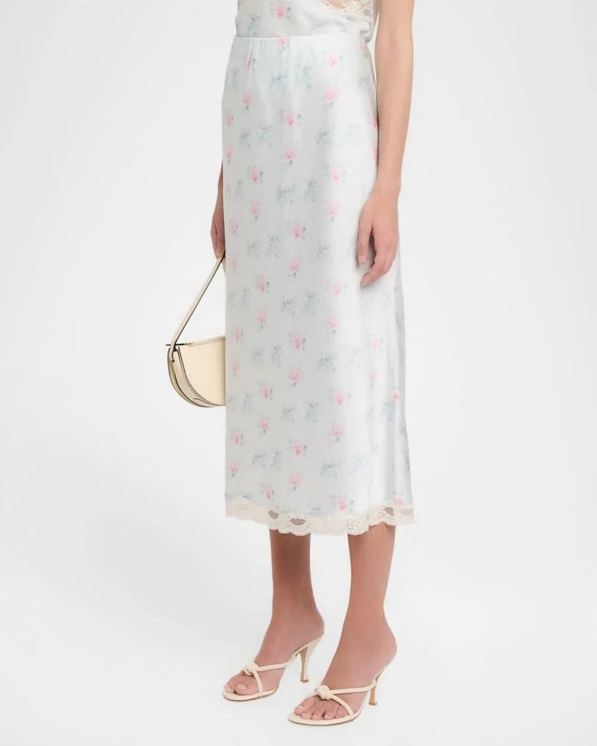 Loveshackfancy - Castle Floral Satin Midi Skirt