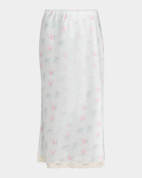 Loveshackfancy - Castle Floral Satin Midi Skirt
