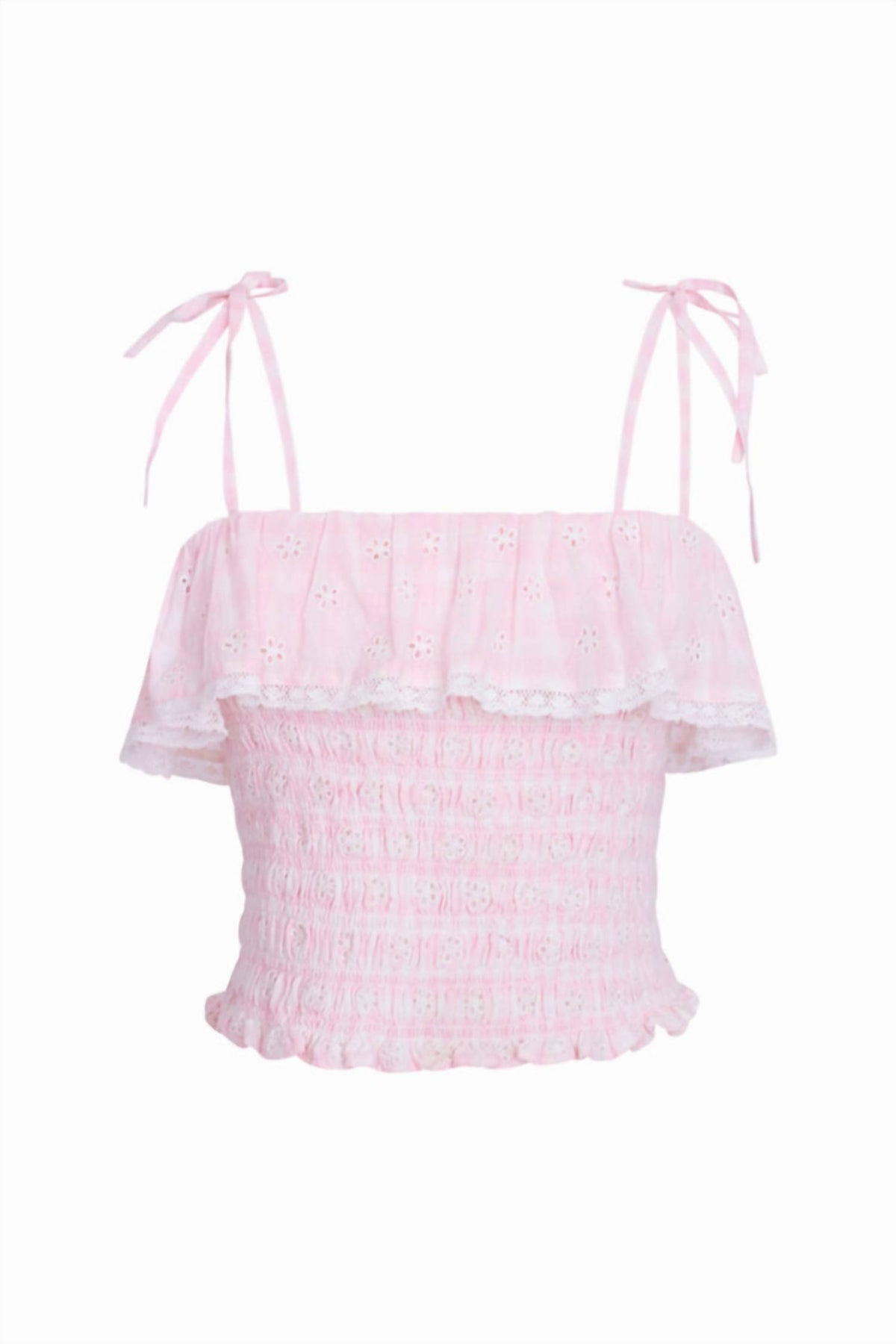 Loveshackfancy - Renada Gingham Eyelet Top