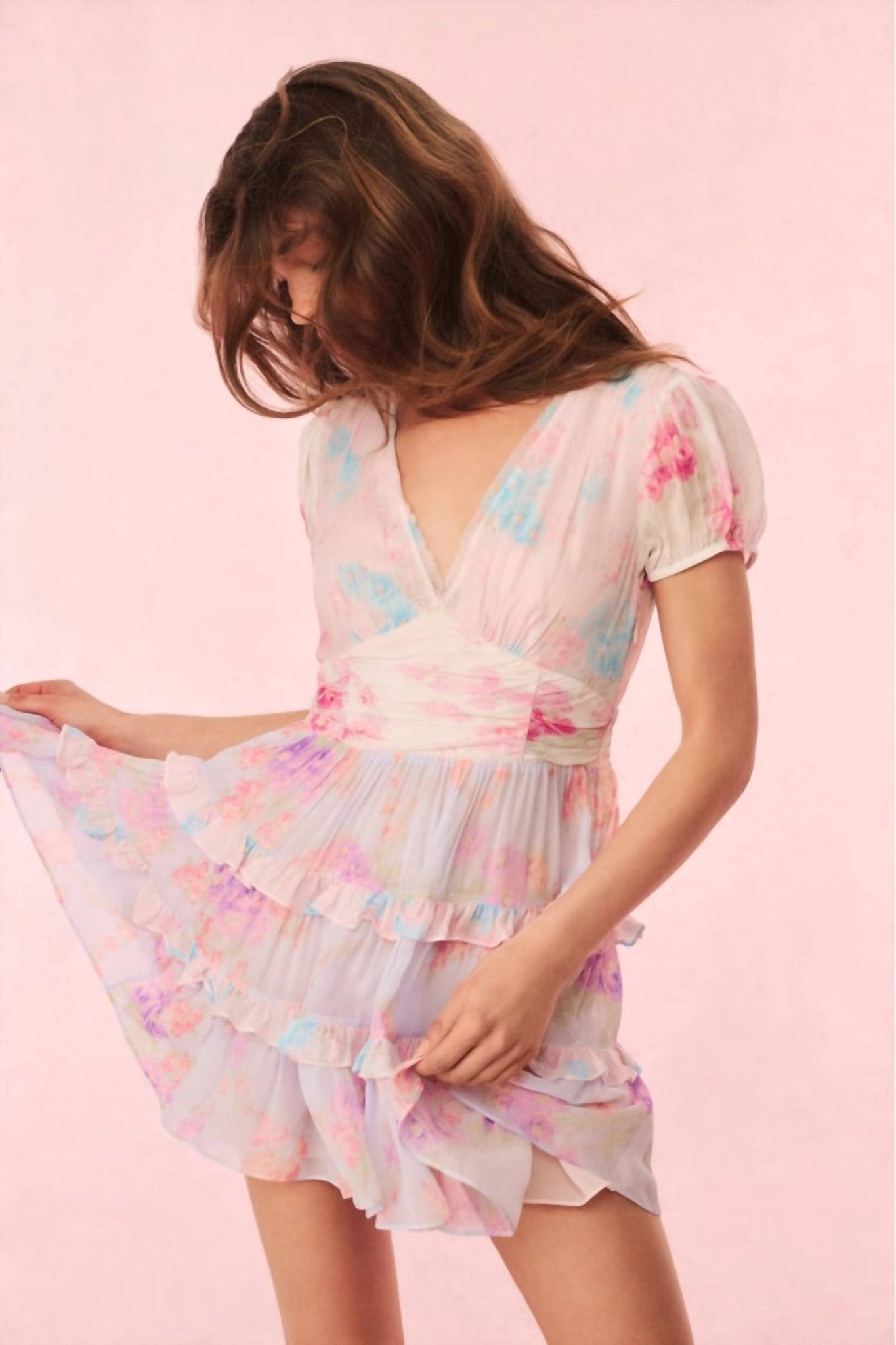 Loveshackfancy - Spirea Floral Chiffon Mini Dress - clothing - dresses - mini