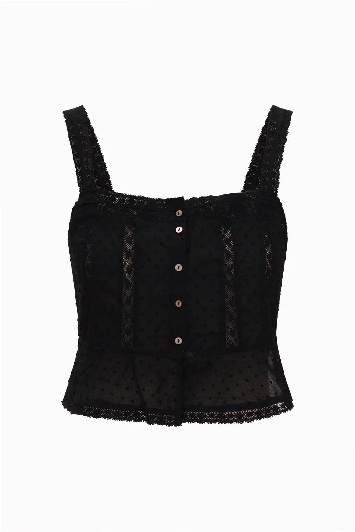 Loveshackfancy - Vietta Cotton Lace Stripe Top