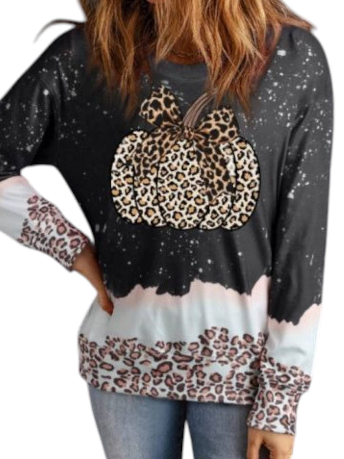 Lovesoft - Leopard Pumpkin Dip-dye Sweatshirt