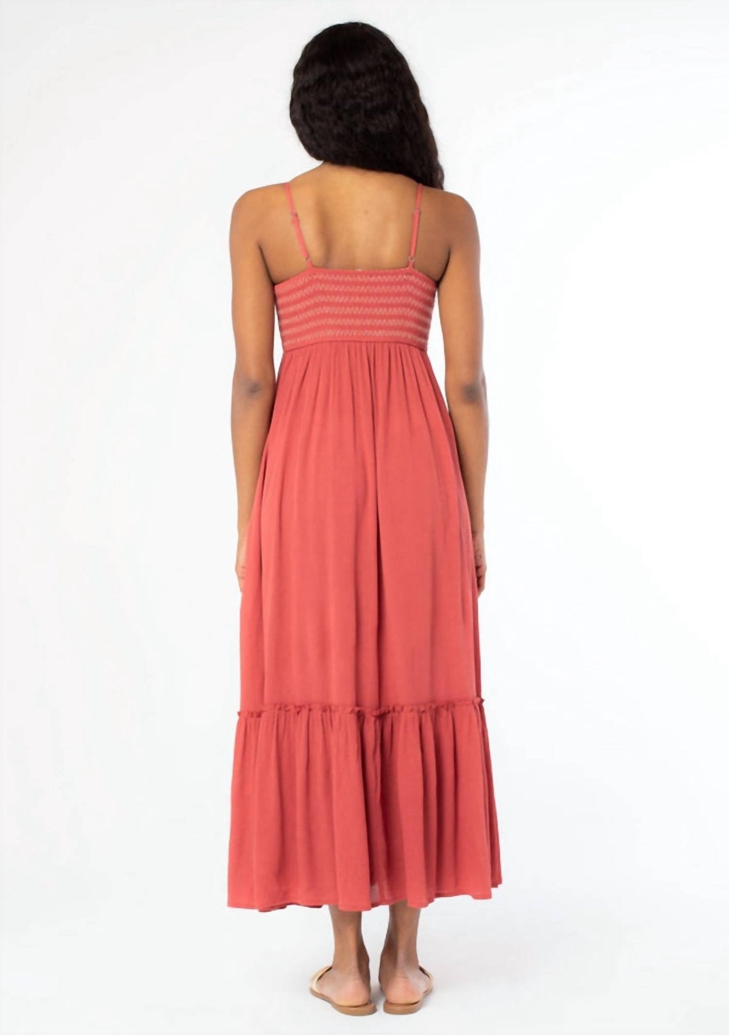 Lovestitch - Bohemian Smocked Button Front Maxi Dress - clothing - dresses - maxi