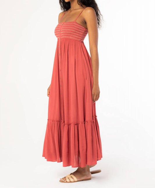 Lovestitch - Bohemian Smocked Button Front Maxi Dress - clothing - dresses - maxi