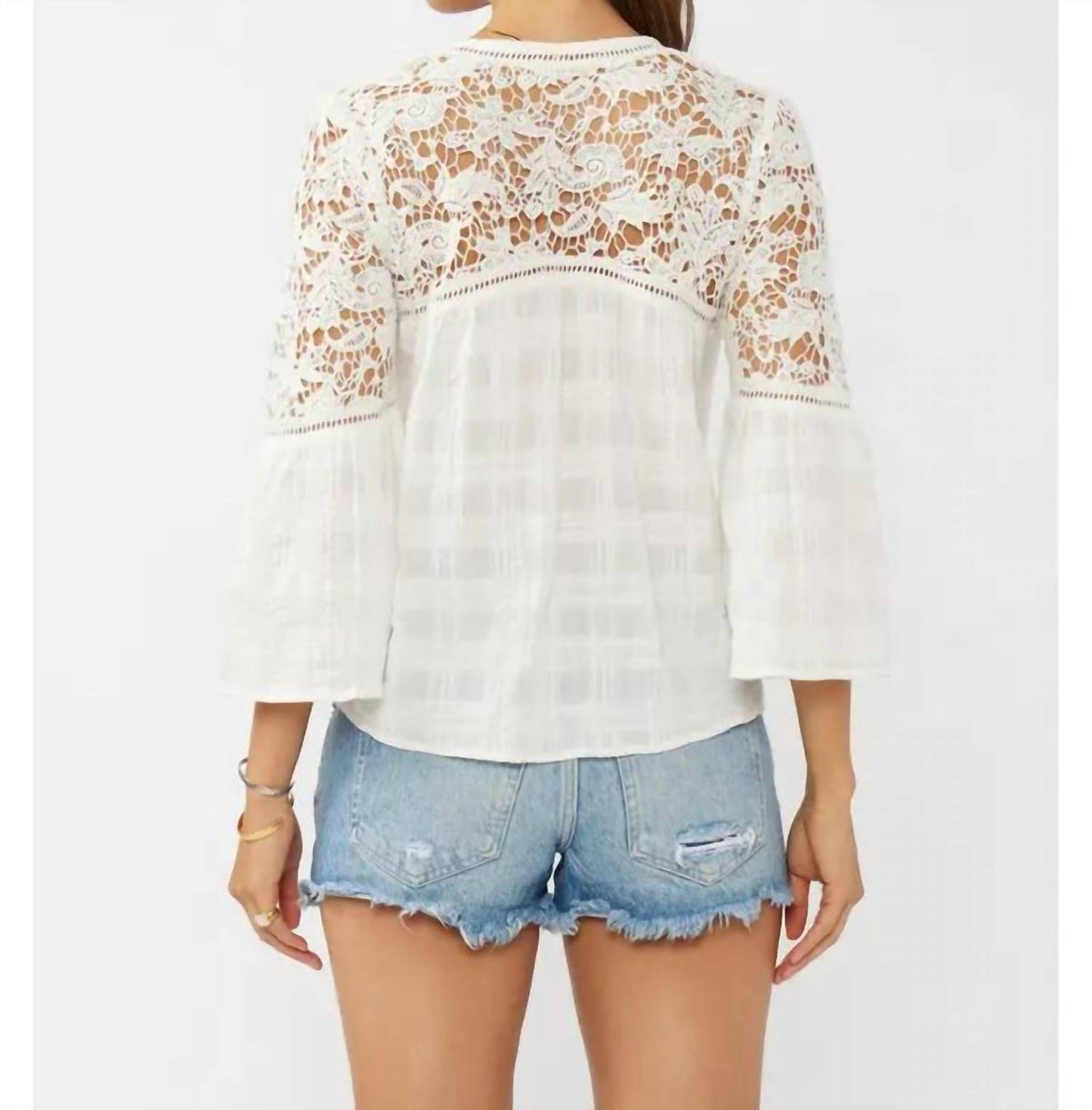Lovestitch - Crochet Lace Tie Front Top
