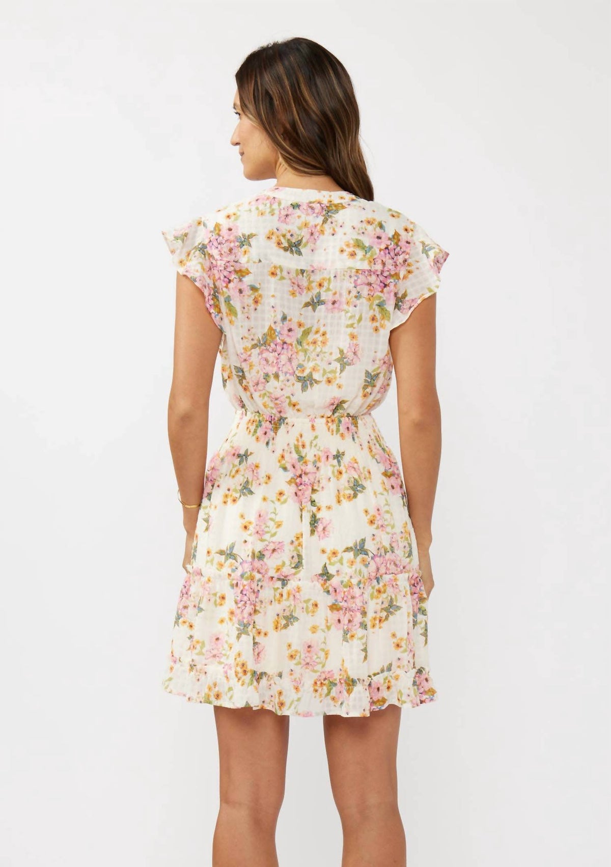 Lovestitch - Floral Flutter Smocked Mini Dress