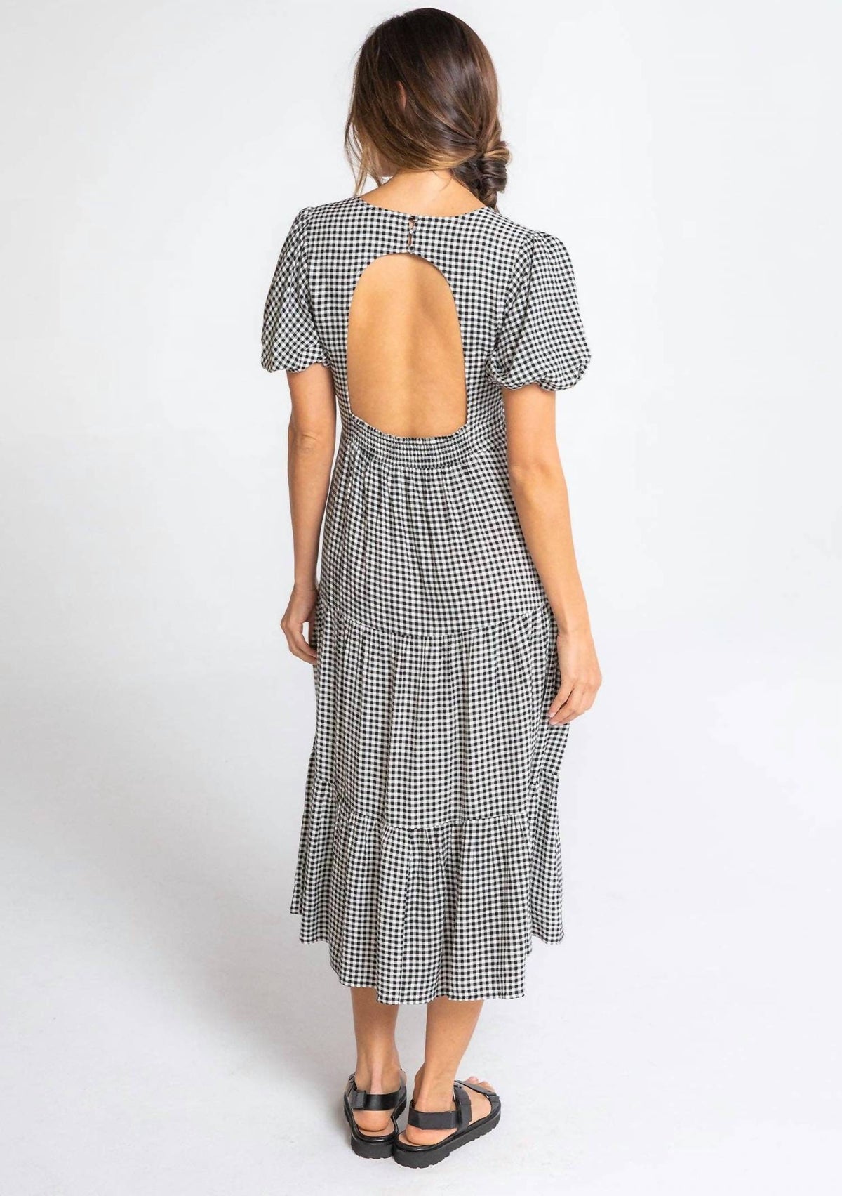 Lovestitch - Gingham Puff Sleeve Midi Dress