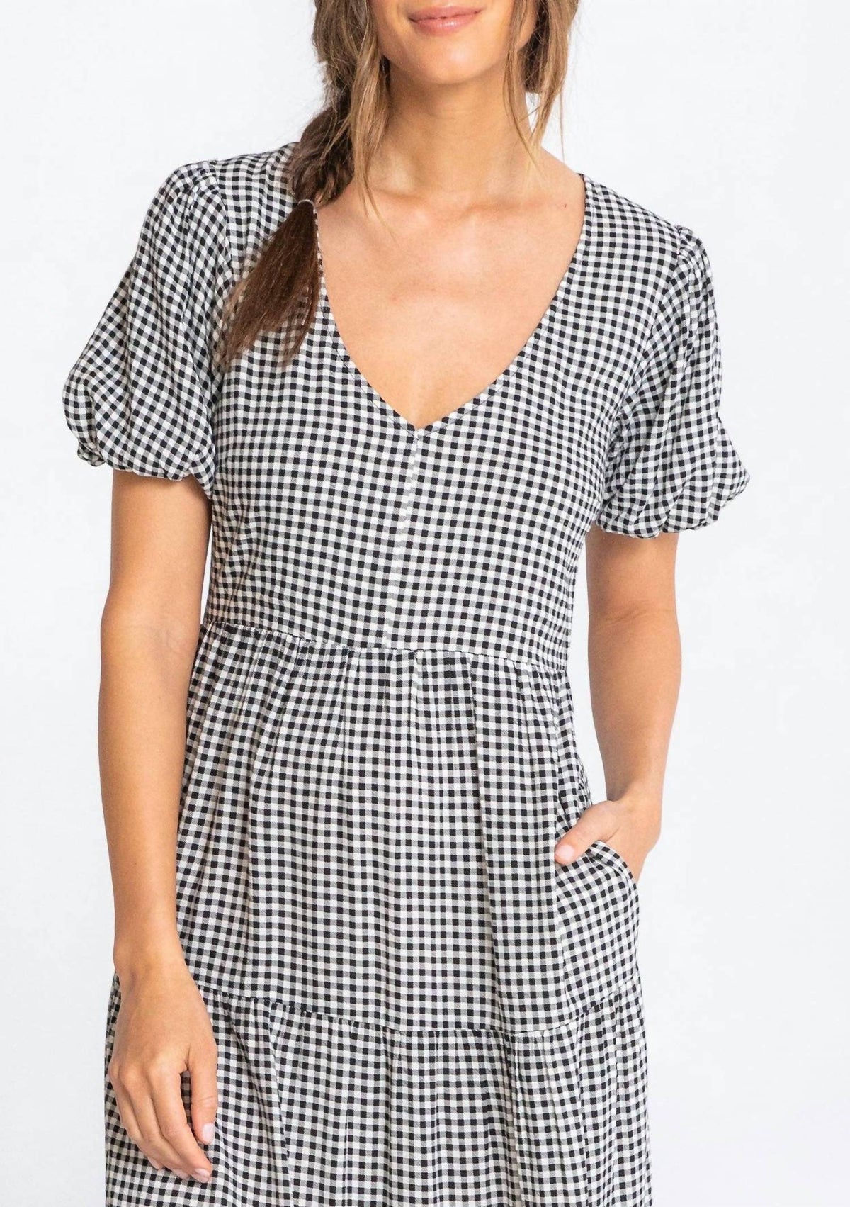 Lovestitch - Gingham Puff Sleeve Midi Dress