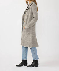 Lovestitch - Herringbone Long Sleeve Button Front Coatigan
