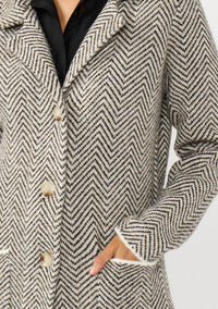 Lovestitch - Herringbone Long Sleeve Button Front Coatigan