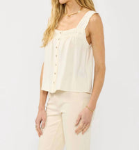 Lovestitch - Pintuck Lace Trim Tank Top