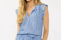 Lovestitch - Tie Front Flutter Sleeve Top