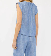 Lovestitch - Tie Front Flutter Sleeve Top