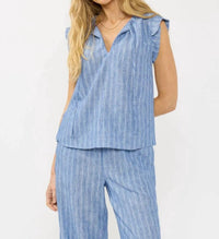 Lovestitch - Tie Front Flutter Sleeve Top