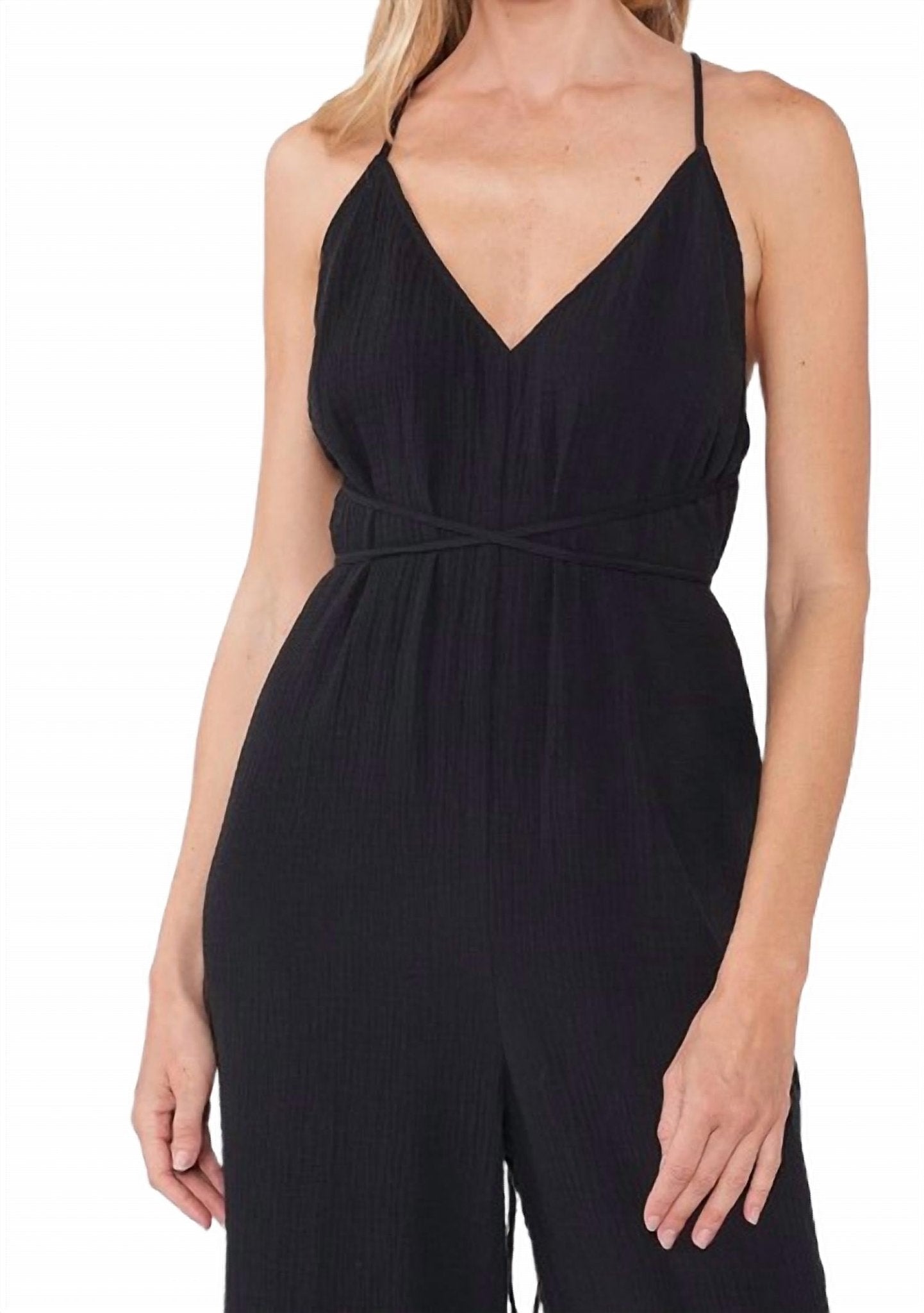 Lovestitch - Tied Together Halter Jumpsuit - black - clothing - jumpsuits
