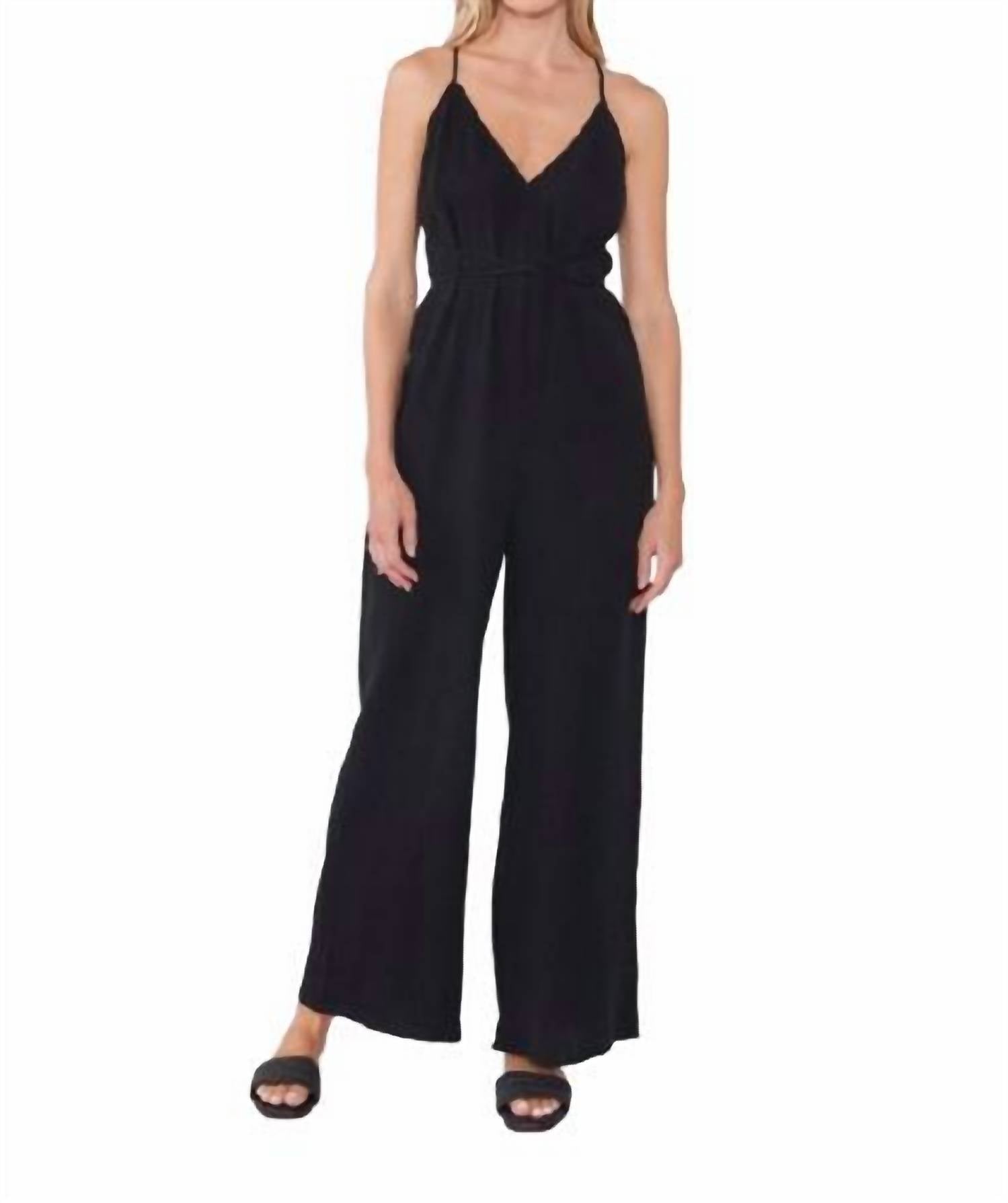 Lovestitch - Tied Together Halter Jumpsuit - black - clothing - jumpsuits