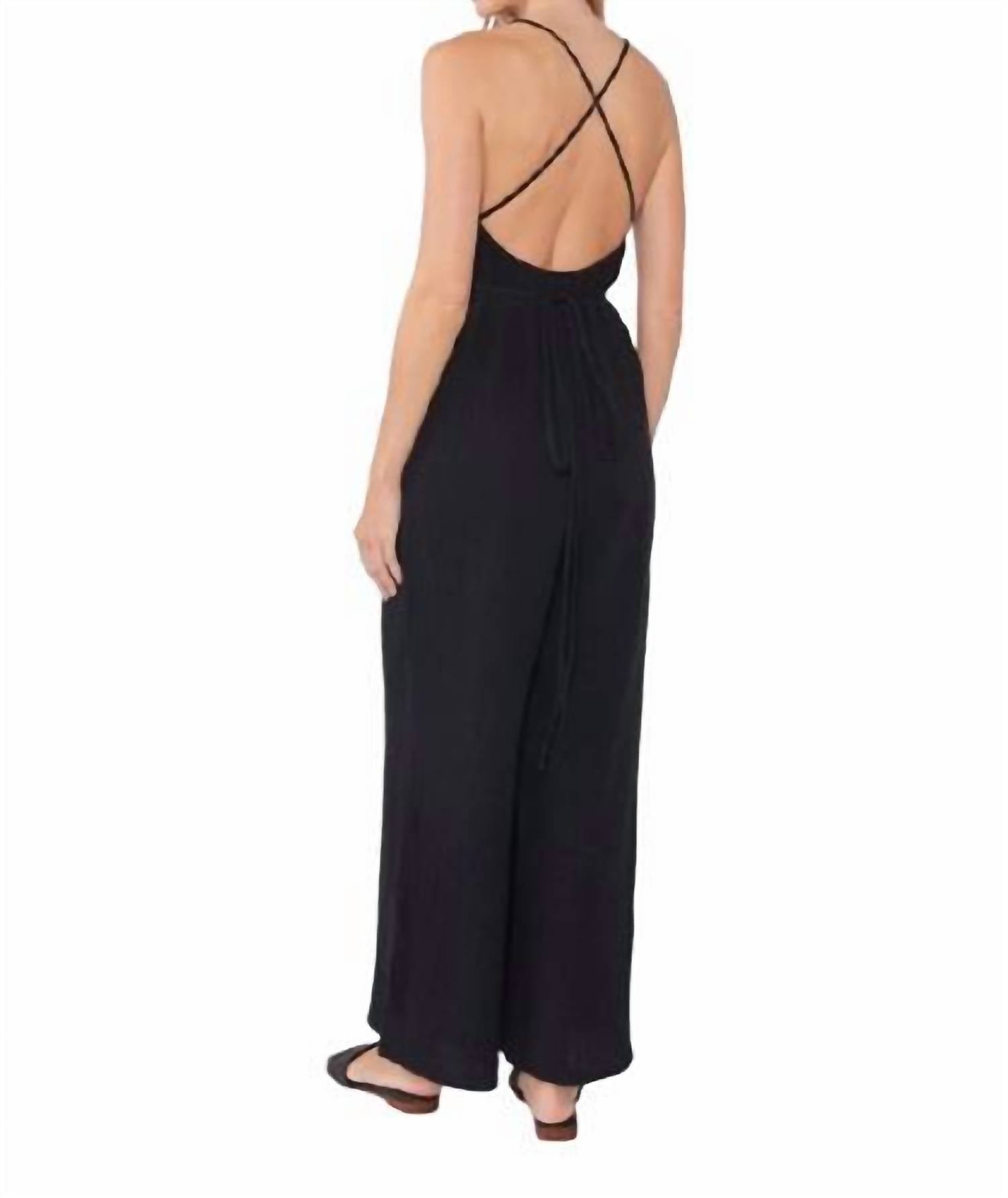 Lovestitch - Tied Together Halter Jumpsuit - black - clothing - jumpsuits