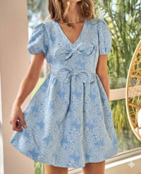 Lovlov - Jacquard Puff Sleeve Mini Dress