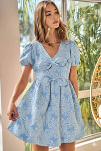 Lovlov - Jacquard Puff Sleeve Mini Dress