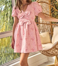 Lovlov - Jacquard Puff Sleeve Mini Dress