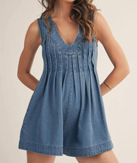 Lovlov - Pleat Cascade V Neck Romper