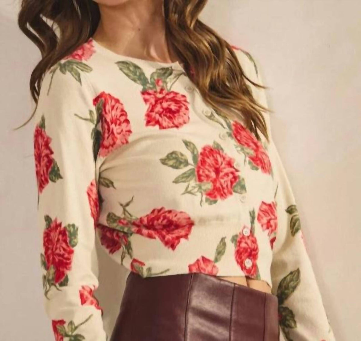 Lovlov - Regan Button-front Cropped Sweater
