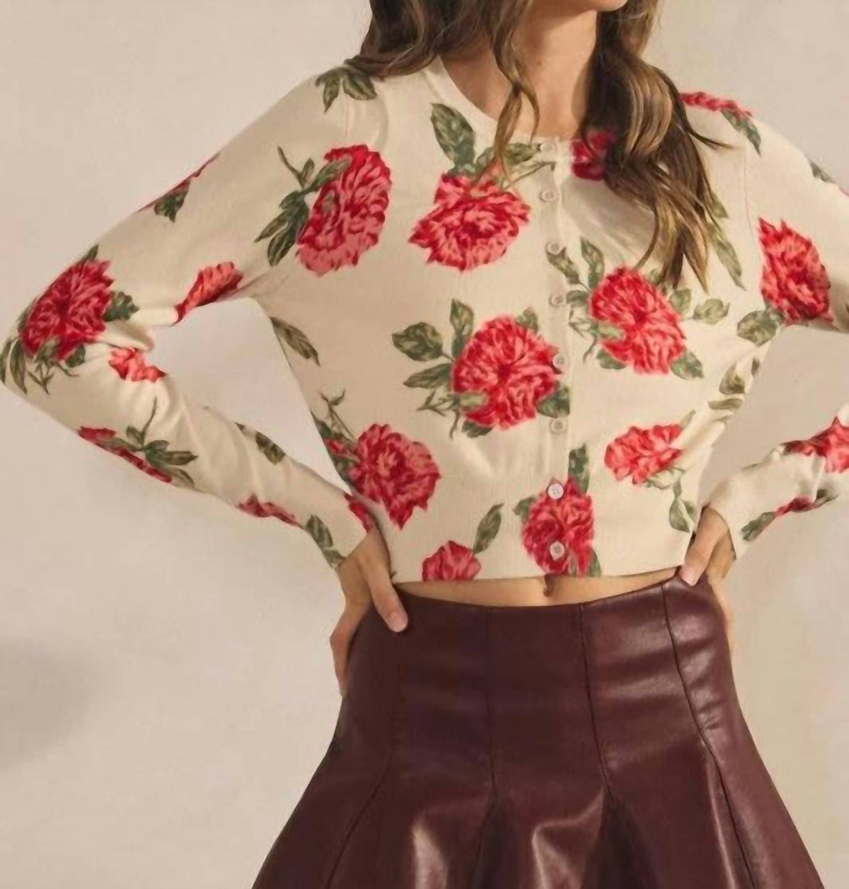 Lovlov - Regan Button-front Cropped Sweater