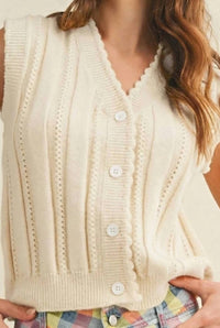 Lovlov - Soft Horizon Cable Knit Button Vest