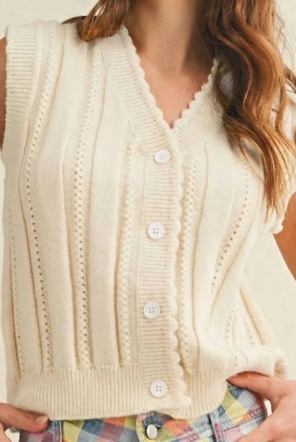 Lovlov - Soft Horizon Cable Knit Button Vest
