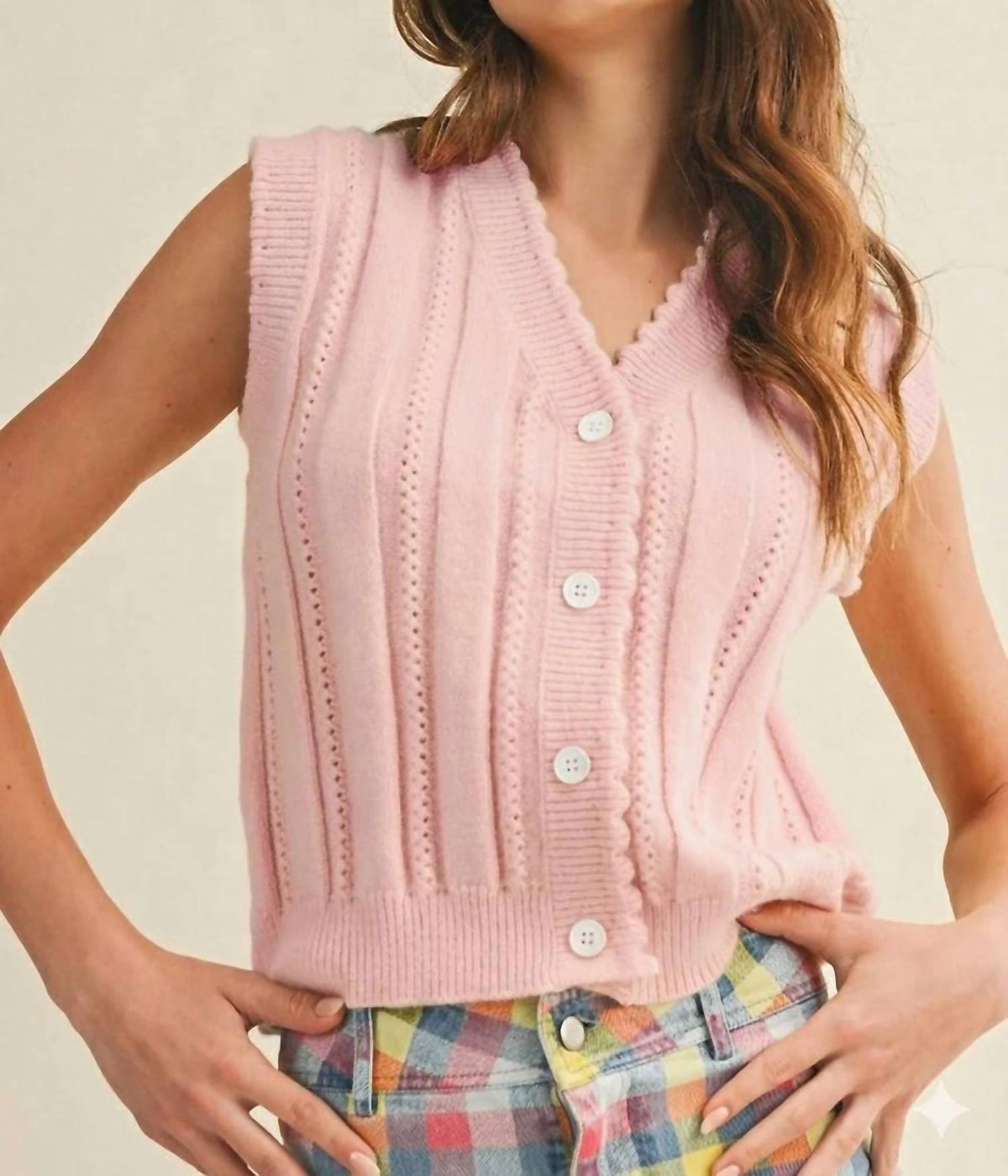 Lovlov - Soft Horizon Cable Knit Button Vest