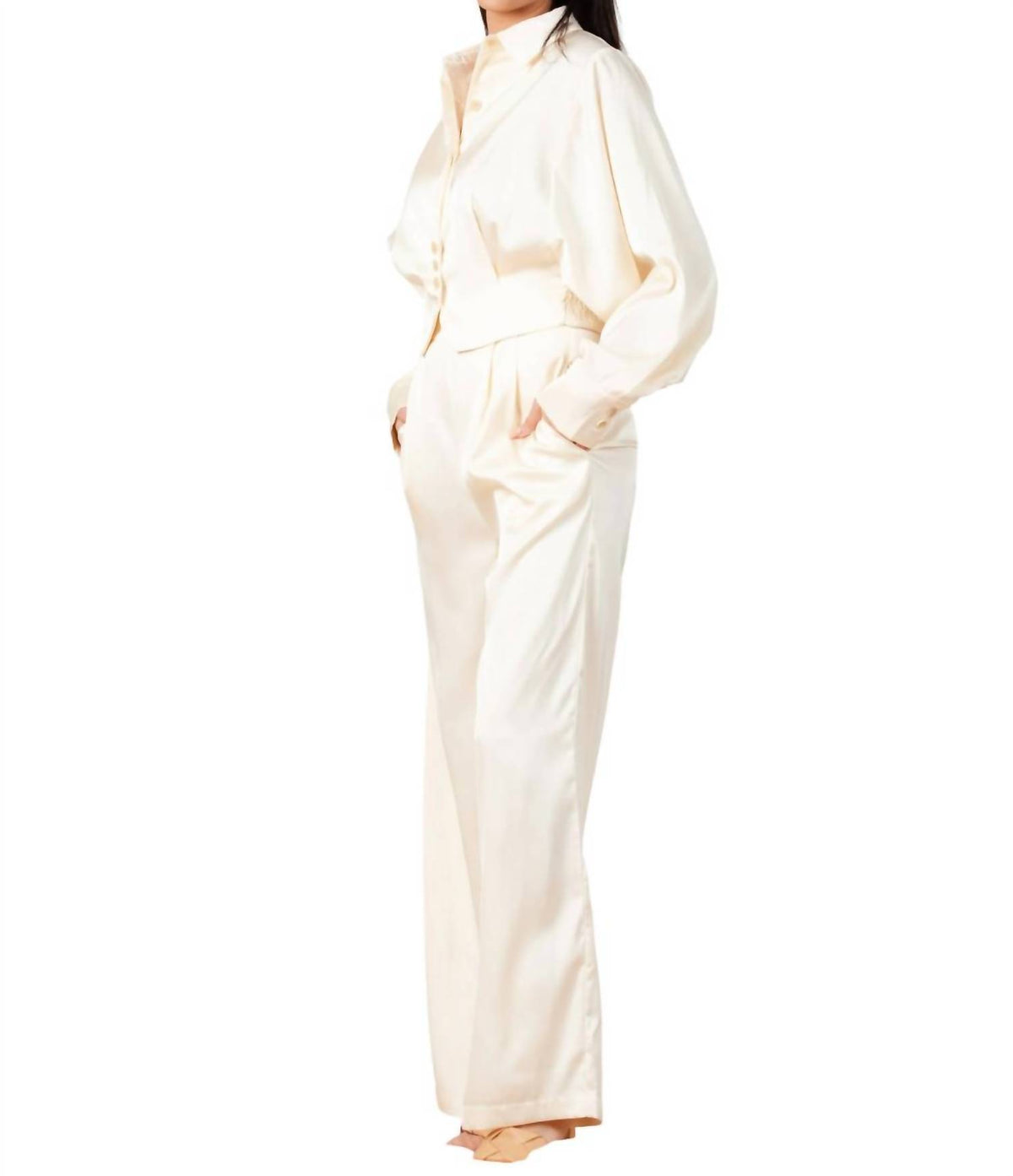 Lucca - Satin Button Down Blouse