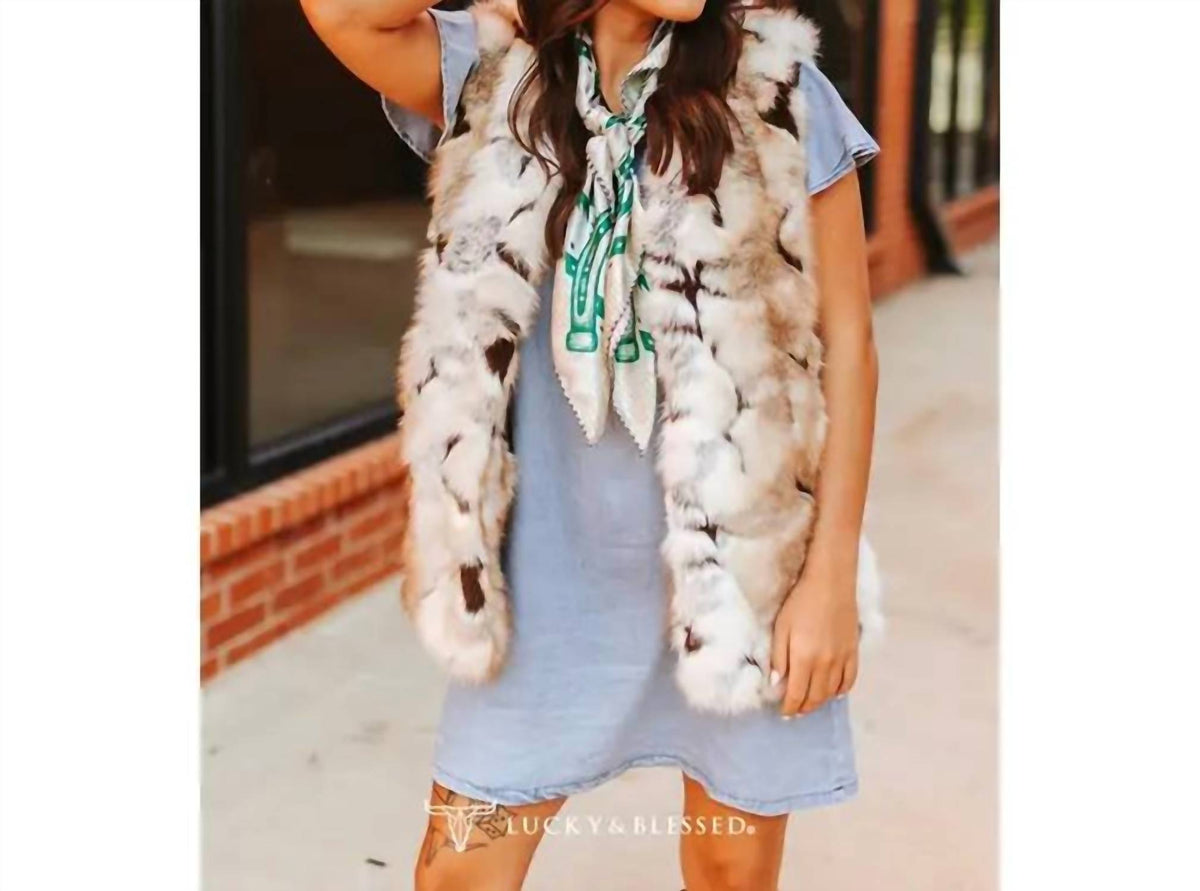 Lucky & Blessed - Brown cream for sleeveless statement vest
