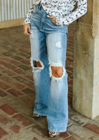 Lucky & Blessed - High-rise Distressed Jeans