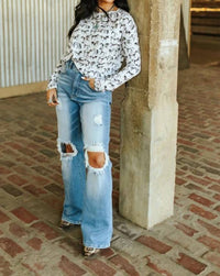 Lucky & Blessed - High-rise Distressed Jeans