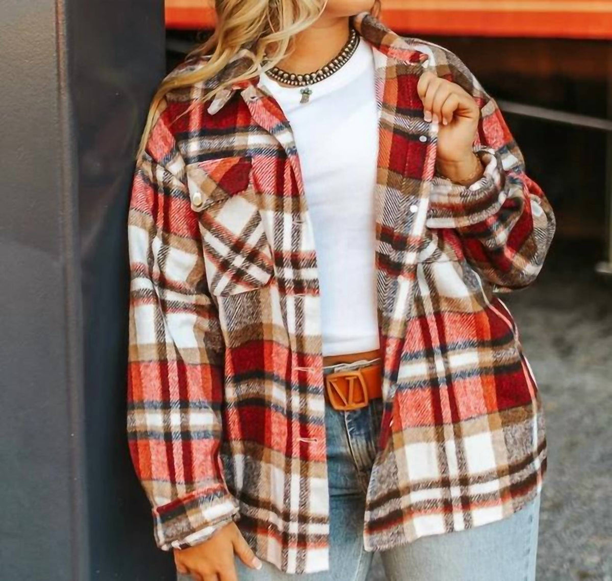 Lucky & Blessed - Long Sleeve Plaid Shacket