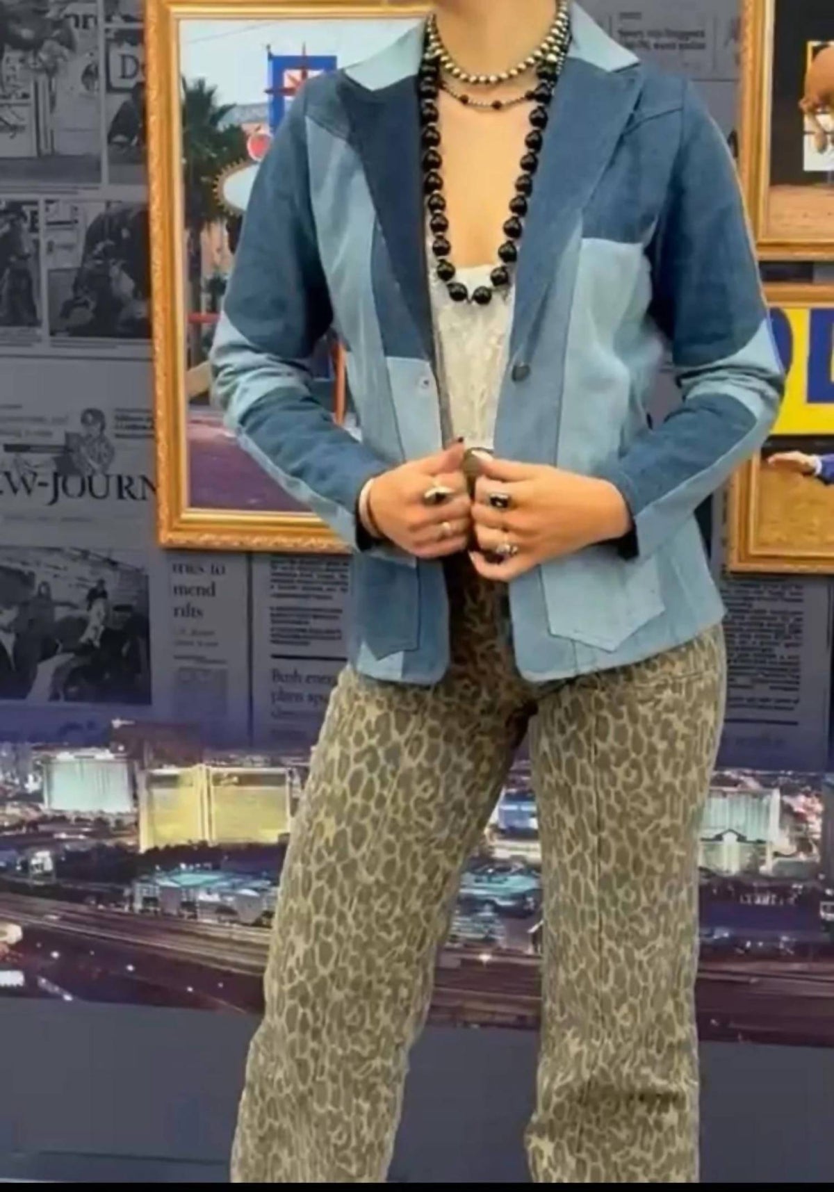 Lucky & Blessed - Denim Patchwork Western Blazer