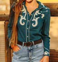 Lucky & Blessed - Patch Boot Stitch Contrast Piping Shirt