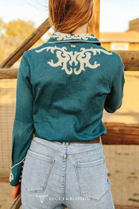 Lucky & Blessed - Patch Boot Stitch Contrast Piping Shirt