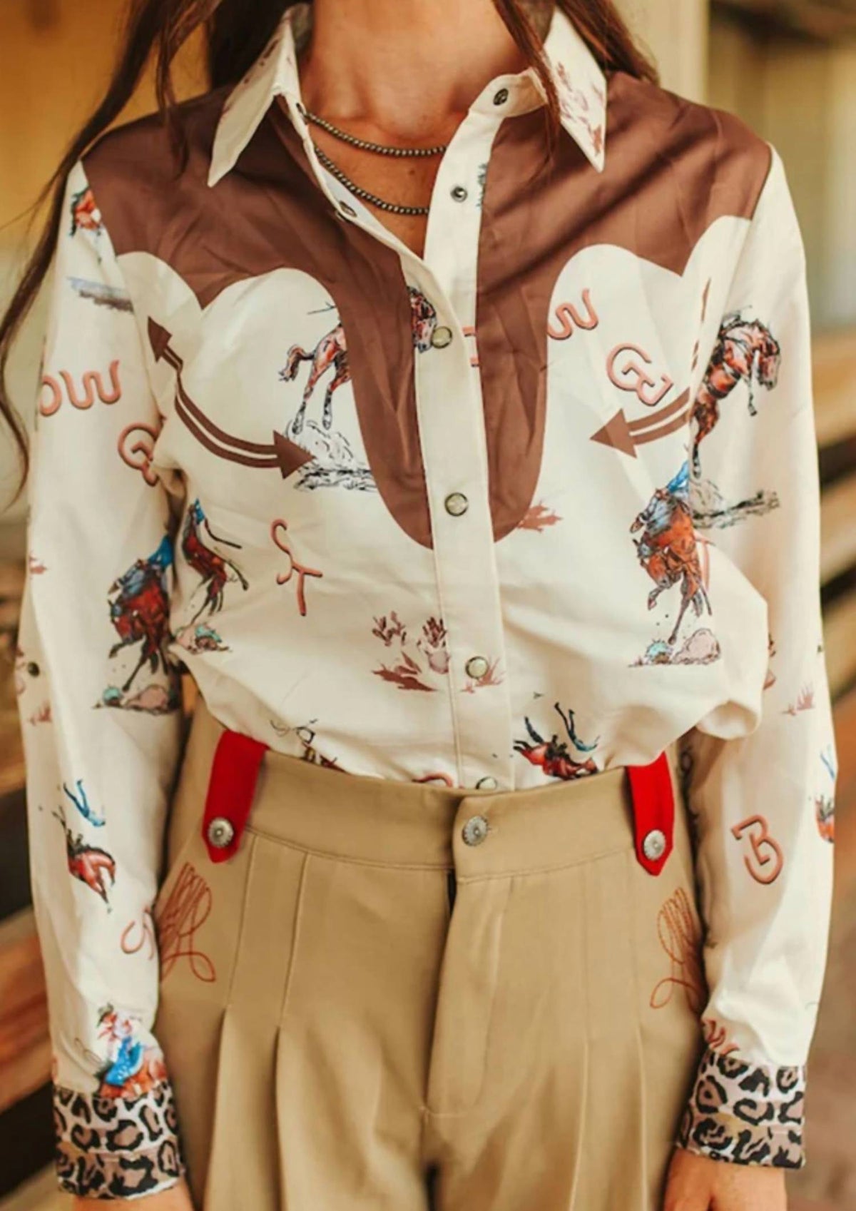 Lucky & Blessed - Western Printed Button Down Shirt