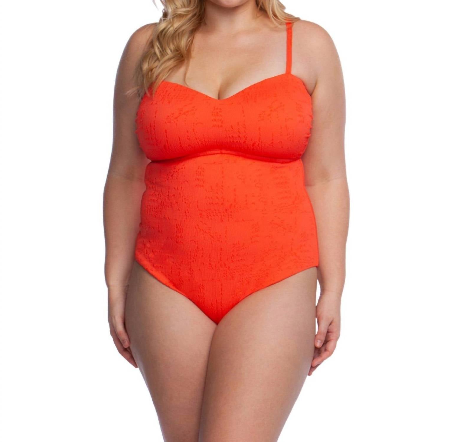 Lucky Brand - Sweetheart Neck Lace Up One Piece Swimsuit - Plus - clothing - nylon - blend - one - pieces